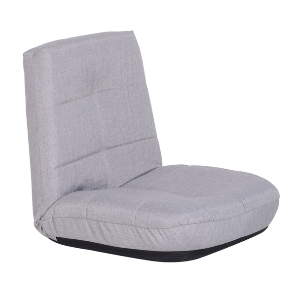 HOMCOM Floor Lazy Sofa Chair 5 - Position Adjustable Recliner 180 Degree Swivel Legless Linen Seater Thick Padding High Density Comfort Reclining