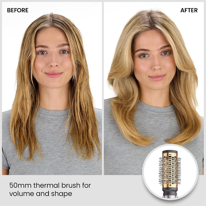 BaByliss Air Styler 1000W - All in One Hair Dryer Brush, Volumiser and Curler, Advanced Ionic Frizz-Control System, 4 Attachments, Copper/Grey, 2136U