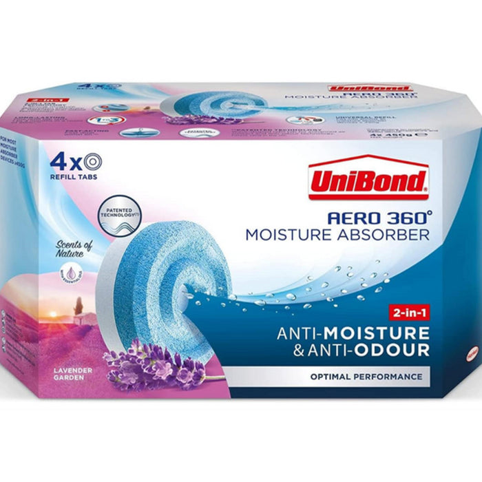 UniBond AERO 360 Moisture Absorber Lavender Refill Tab 4 x 450g