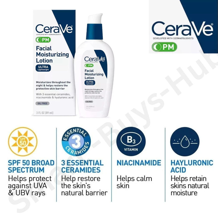 CeraVe Facial Moisturizing Lotion PM with Hyaluronic Acid & Ceramides 89ml