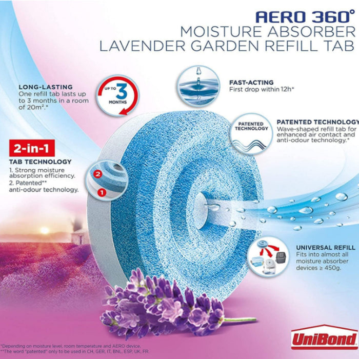 UniBond AERO 360 Moisture Absorber Lavender Refill Tab 4 x 450g