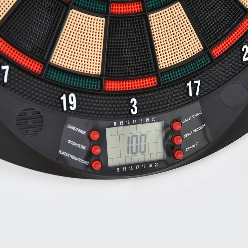 HOMCOM Plastic Electronic Dartboard w/ 6 Darts Black