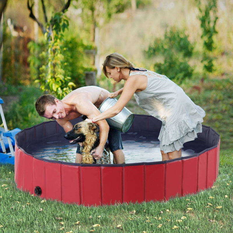 Pawhut 160 x 30H cm Pet Swimming Pool - Red/Dark Blue PVC