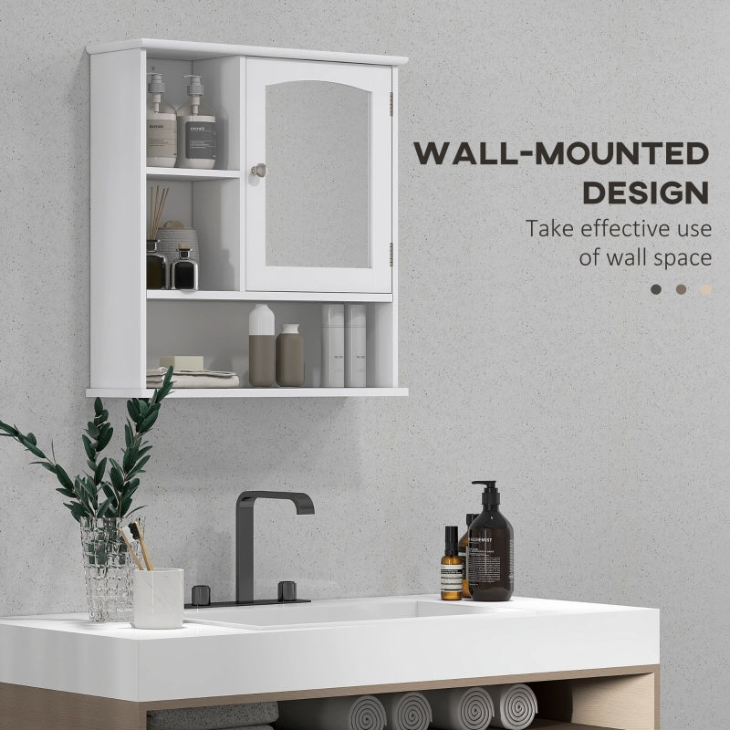 kleankin Bathroom Mirror Cabinet, Wall Mounted Storage Cupboard with Double  Doors and Adjustable Shelf Grey