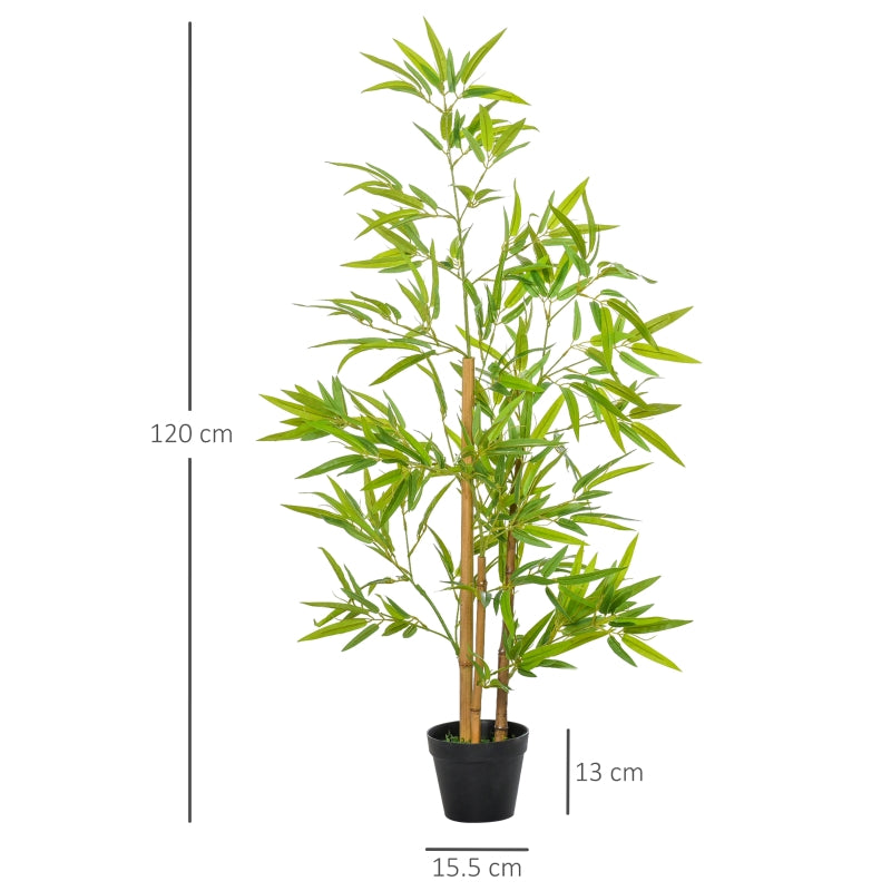 Outsunny Artificial Tree, Set of 2 Artificial Bamboo Trees Decorative Plant with Nursery Pot for Indoor Outdoor Décor, 120cm