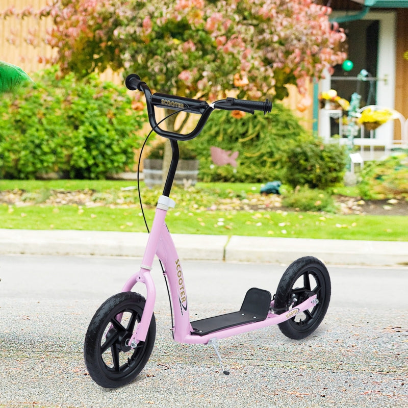 HOMCOM Teen Push Scooter Kids Children Stunt Scooter Bike Bicycle Ride On 12" EVA Tyres, Pink