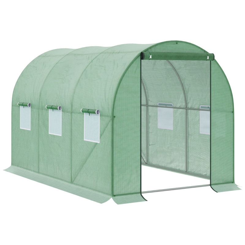 Outsunny Walk in Polytunnel Outdoor Garden Greenhouse with Windows and Door (3 x 2M)