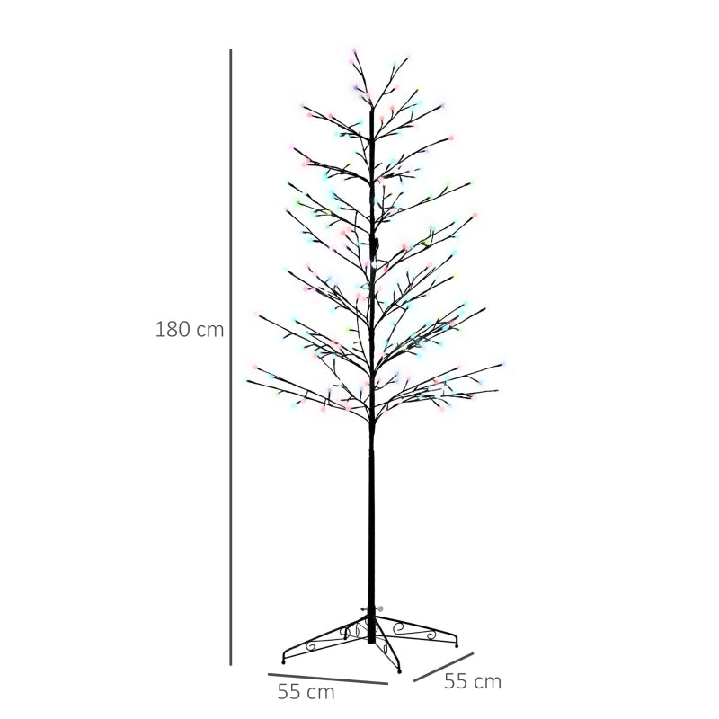 HOMCOM 6ft Artificial Tree Light with 180 Colour LED Light for Home Party, Indoor and Covered Outdoor Use