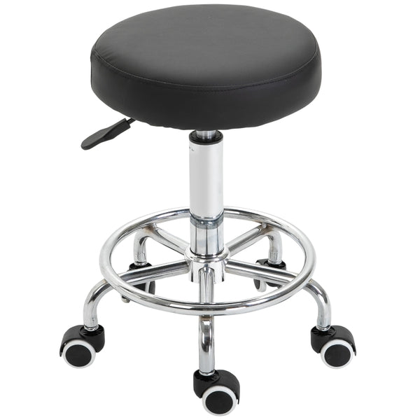 HOMCOM PU Leather Height Adjustable Swivel Salon Stool Black