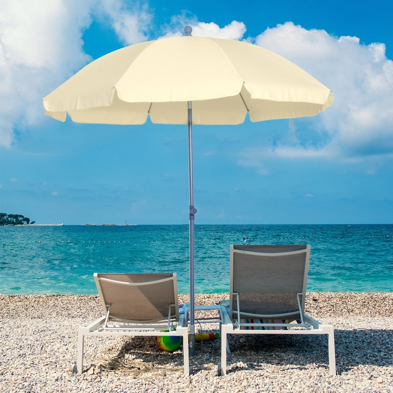 Outsunny 2.2M Tilt Beach Umbrella Parasol-Cream White 