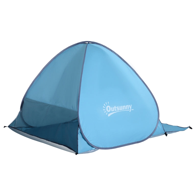 Outsunny 2-3 Person Pop up Beach Tent Hiking UV 30+ Protection Patio Sun Shelter (Blue)