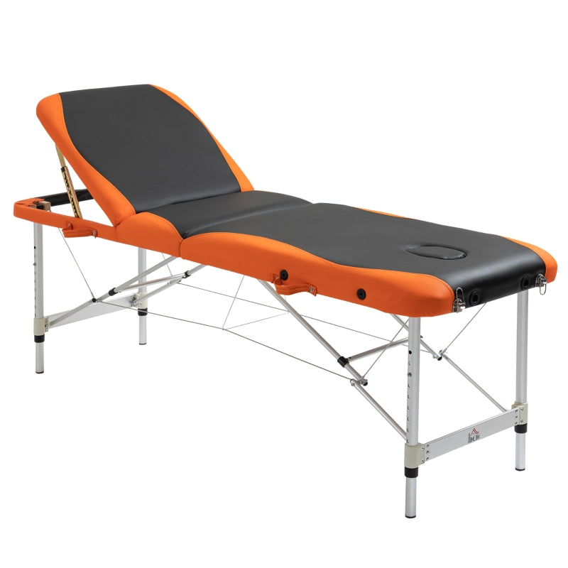 HOMCOM Foldable Massage Table Professional Salon SPA Facial Couch Bed Black and Orange