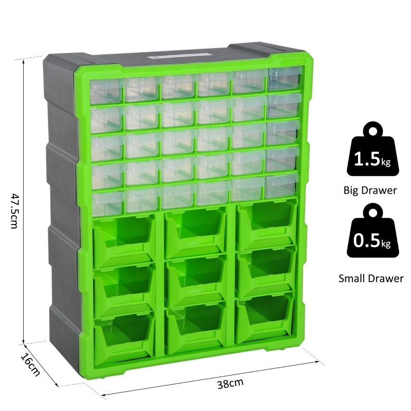 DURHAND 39 Drawer Storage Cabinets, 38Lx16Dx47.5H cm, Plastic-Green