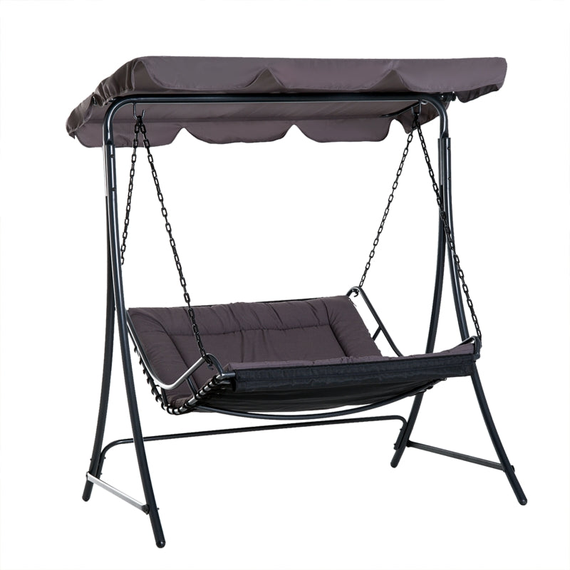 Outsunny Swing Chair Bed Canopy 2 Person Double Hammock Garden Bench Rocking Sun Lounger Outdoor Backyard Furniture with Cushion - Grey