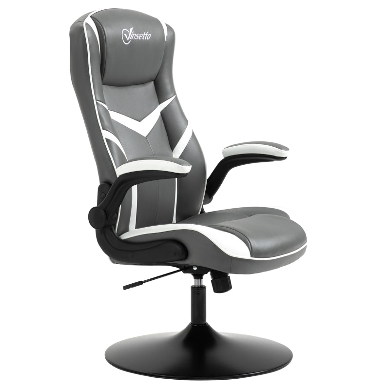 Vinsetto Video Best Gaming Chair Computer Chair, Playseat with Adjustable Height, Swivel Base, Desk Chair, PVC Leather Swivel Chair, Grey