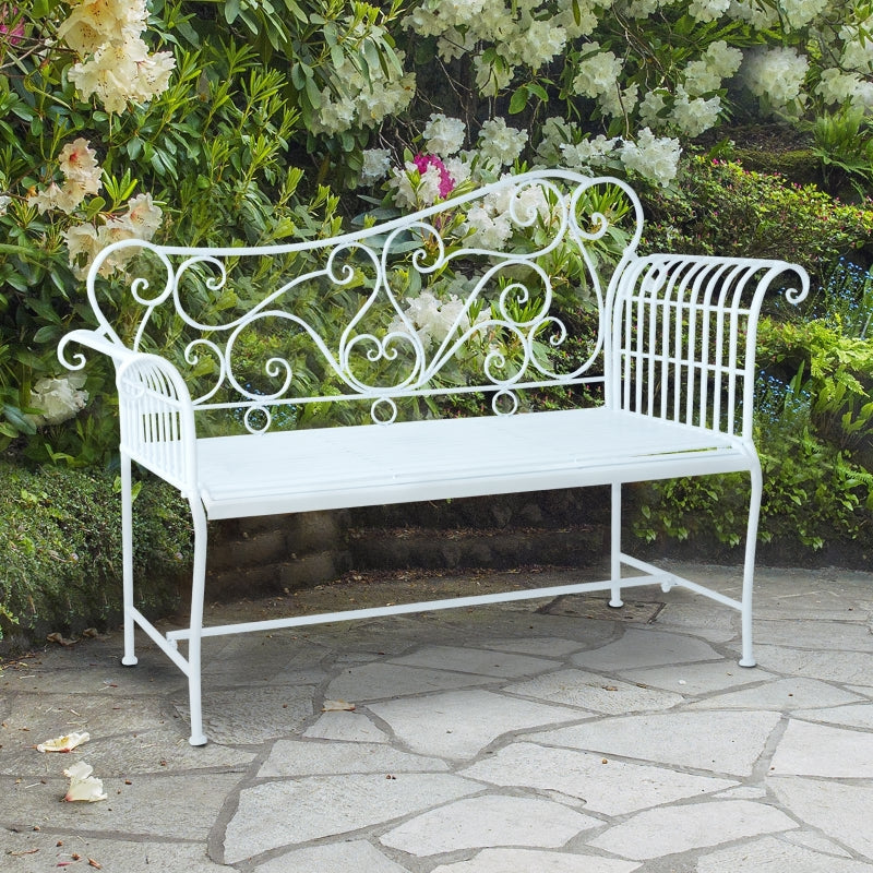 Outsunny Metal Bench-White