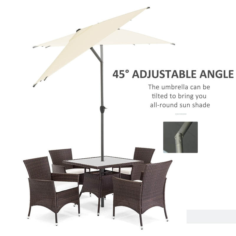 Outsunny 3 x 2M Sun Parasols Umbrellas Garden Patio Tilt Sun Shade Outdoor Canopy Crank Aluminium, Beige