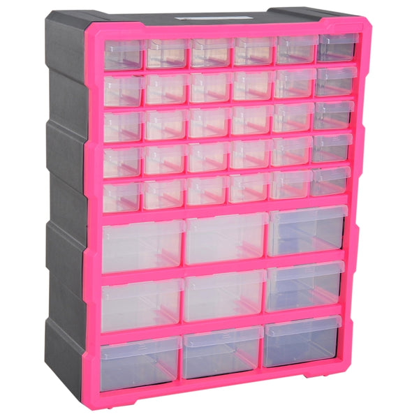 DURHAND 39 Drawer Storage Cabinets, 38Lx16Dx47.5H cm, Plastic-Rose Red