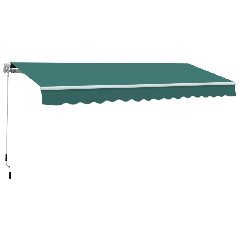 Outsunny 3.5 x 2.5 m Garden Patio Manual Awning Canopy Sun Shade Shelter with Winding Handle - Green