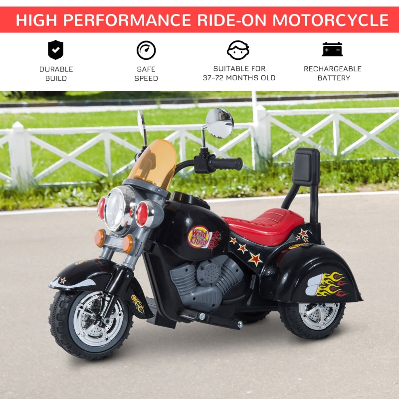 HOMCOM Kids Electric Motorbike 6V Children Ride On Motorcycle Battery Powered Toy w/ Lights Sound for 3-6 Years Old Black