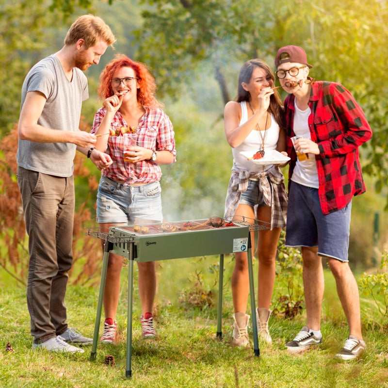 Outsunny Portable Charcoal Barbecue Grill w/ Seasoning Baskets, Hooks, Removable Legs and Multiple Vents