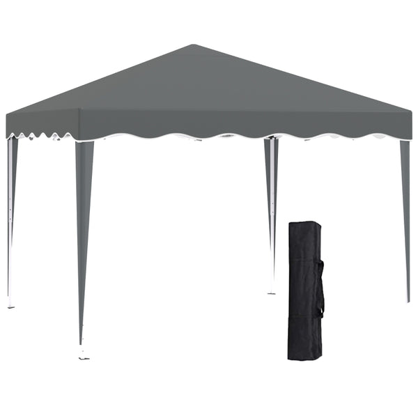 Outsunny 3x3(m) Pop Up Gazebo Canopy, Foldable Tent with Carry Bag, Adjustable Height, Wave Edge, Garden Outdoor Party Tent, Grey