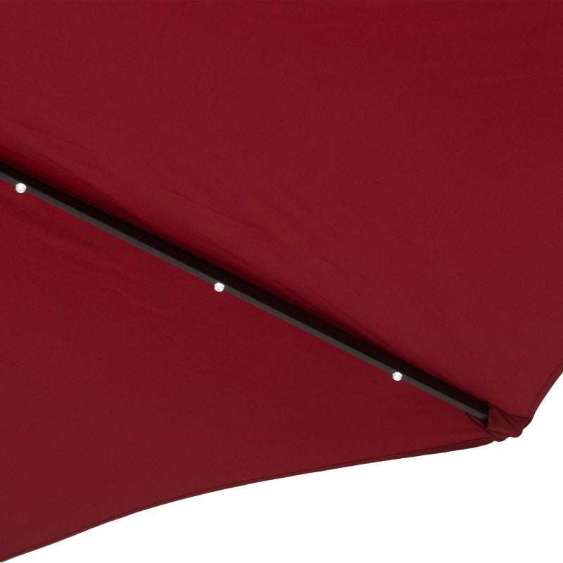 Outsunny 24 LED Solar Powered Parasol Umbrella-Wine Red