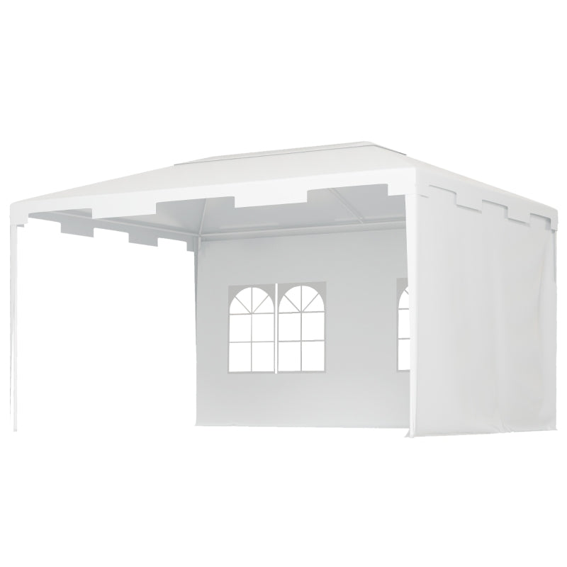 Outsunny 3 x 4 m Garden Gazebo Shelter Marquee Party Tent with 2 Sidewalls for Patio Yard Outdoor, White