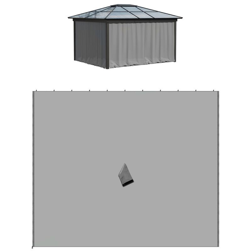 Outsunny 3 x 3(m) Universal Gazebo Sidewall Set with 4 Panels, Hooks/C-Rings Included for Pergolas & Cabanas, Light Grey