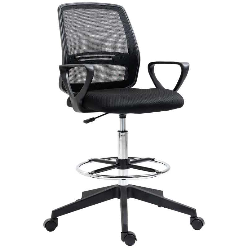 Vinsetto Ergonomic Mesh Back Drafting Chair Tall Office Chair with Adjustable Height and Footrest 360° Swivel