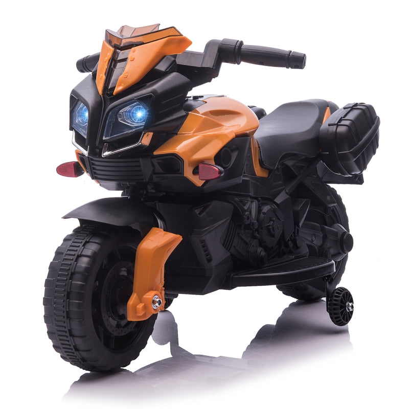 HOMCOM Kids Electric Pedal Motorcycle Ride-On Toy Battery Powered Rechargeable 6V Realistic Sounds 3 km/h Max Speed for Girls Boy 18-48 months Orange