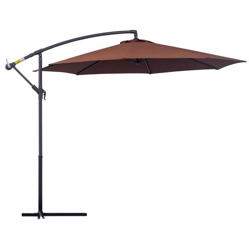 Outsunny 3 m Hanging Umbrella Parasol-Coffee