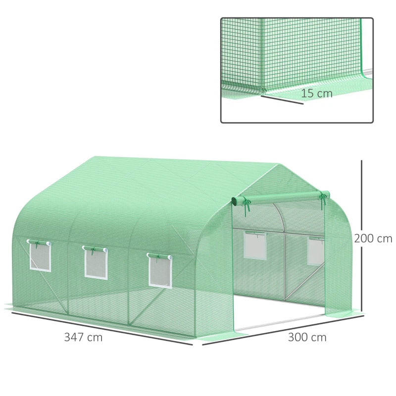 Outsunny Walk In Greenhouse Cover Replacement Plant Growhouse PE Cover 4.5x3x2m Green