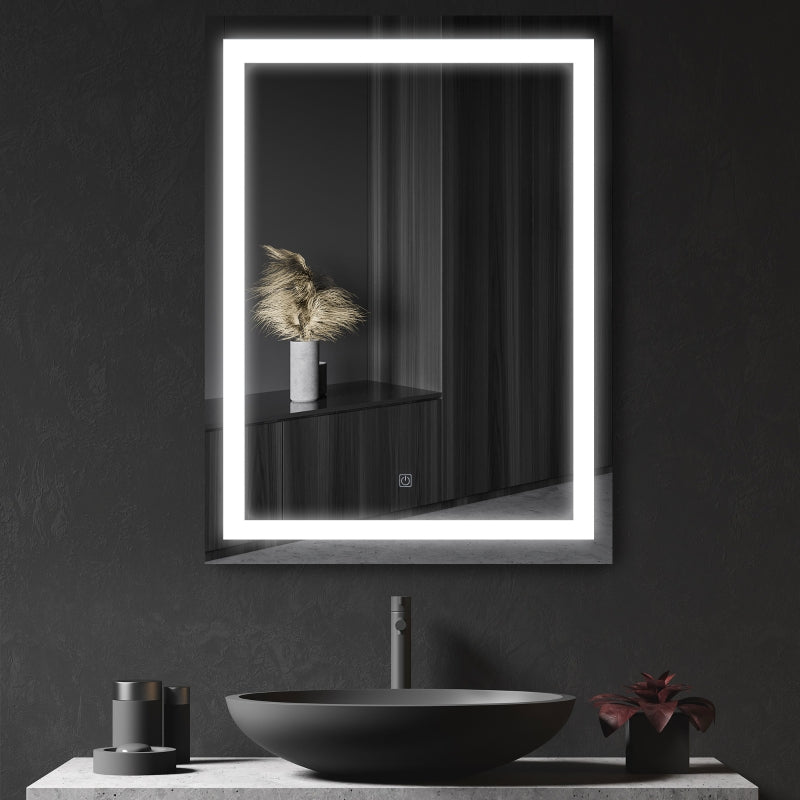 kleankin Glass LED Illuminated Anti-Fog Bathroom Wall Mirror