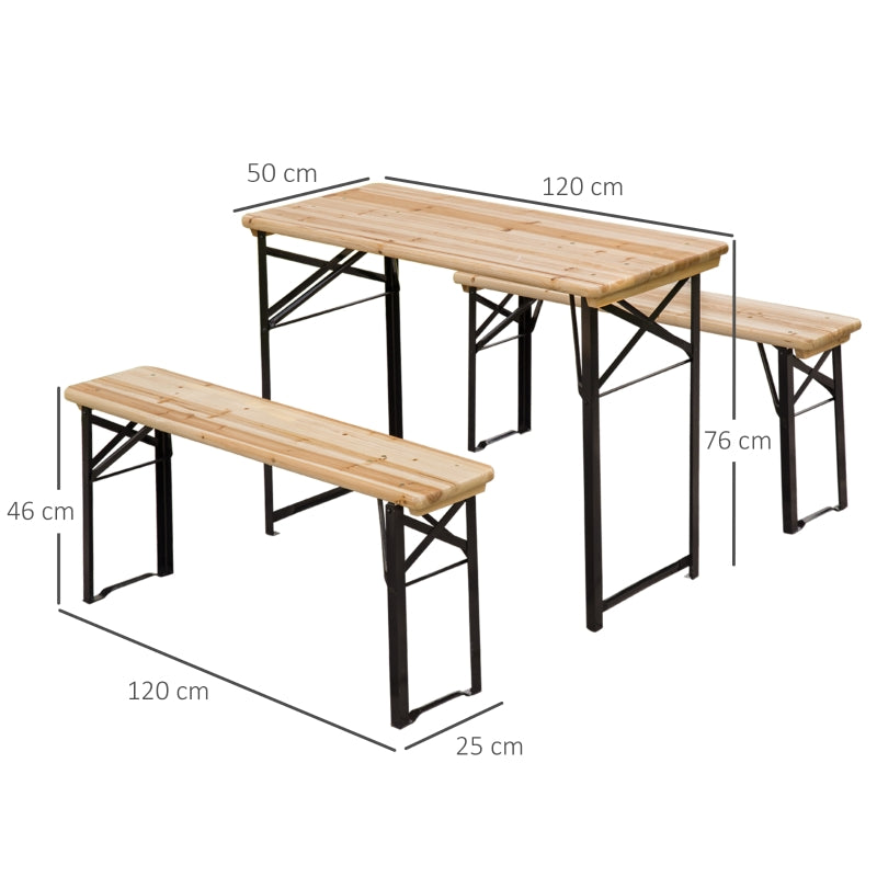 Outsunny Picnic Wooden Table and Bench Set