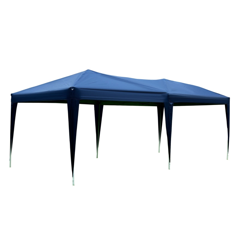 Outsunny 3 x 6m Garden Heavy Duty Water Resistant Pop Up Gazebo Marquee Party Tent Wedding Canopy Awning-Blue