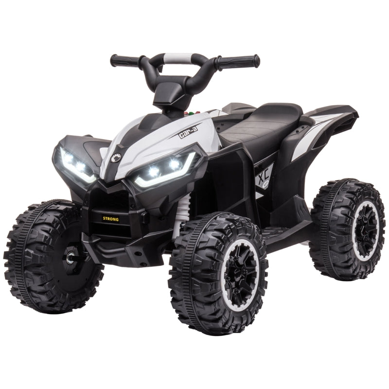 HOMCOM 12V Quad Bike with Forward Reverse Functions, Ride on Car ATV Toy with High/Low Speed, Slow Start, Suspension System, Horn, Music, White