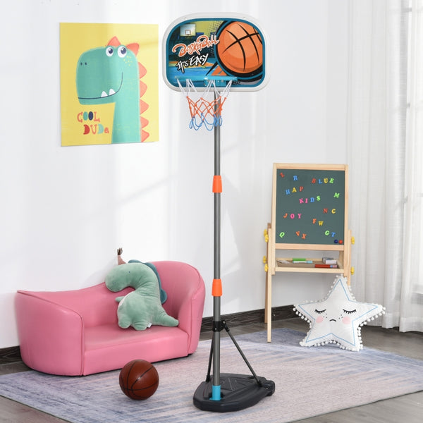 HOMCOM Kids Height Adjustable Aluminium Basketball Hoop Stand w/ Ball