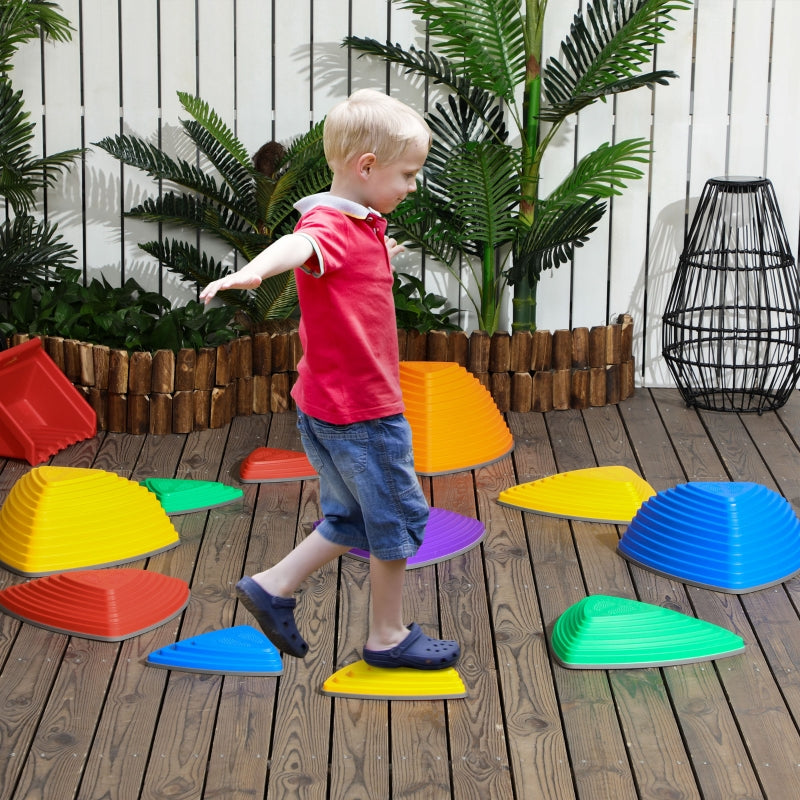 ZONEKIZ 11 PCs Stepping Stones Kids Balance River Stones Indoor Outdoor for 3-8 Ages Obstacle Course, Sensory Play, Stackable, Non-Slip