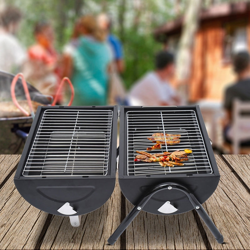 Outsunny Charcoal Grill Portable Folding Charcoal BBQ Grill Outdoor Tabletop Barbecue Grill