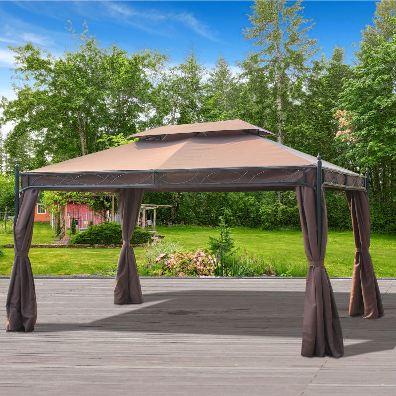 Outsunny 3 x 4m Garden Metal Gazebo Marquee Patio Party Tent Canopy Shelter with Sidewalls Pavilion New