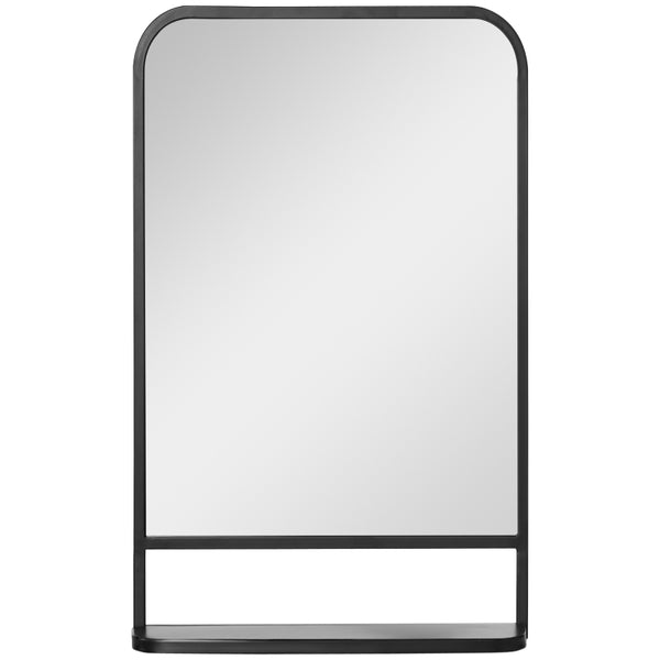 HOMCOM Square Wall Mirror with Storage Shelf, 86 x 53 cm Modern Mirrors for Bedroom, Living Room, Black