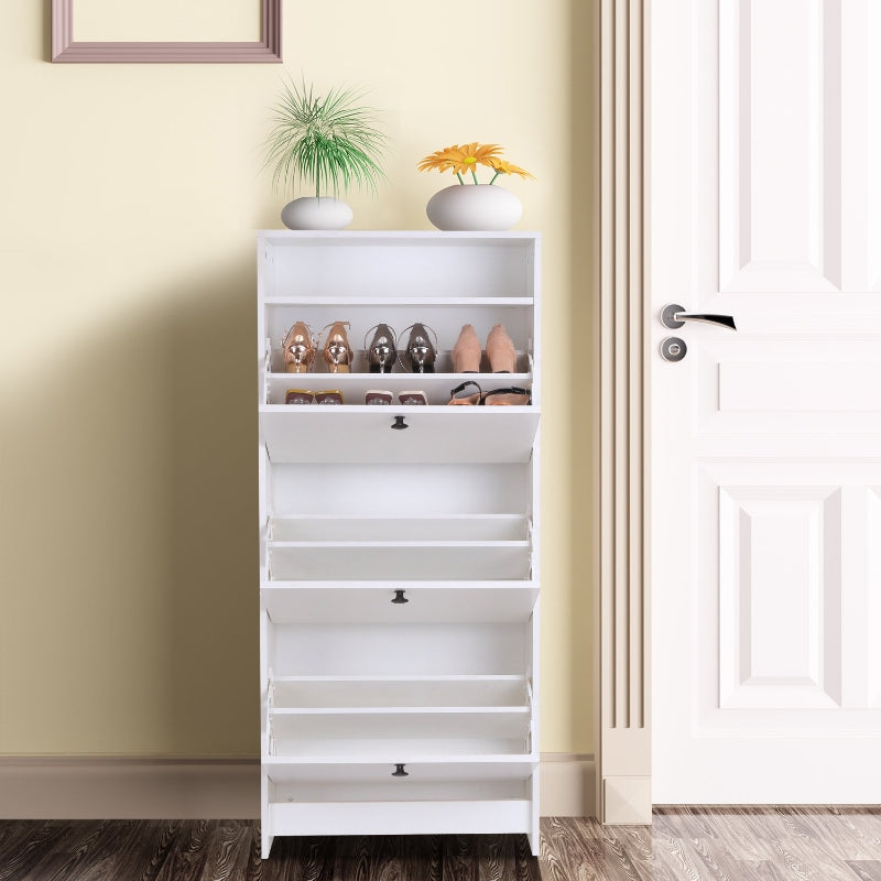 HOMCOM Shoe Storage Cabinet With 3 Drawers, Chipboard-White