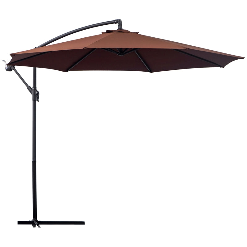 Outsunny 3 m Hanging Umbrella Parasol-Coffee