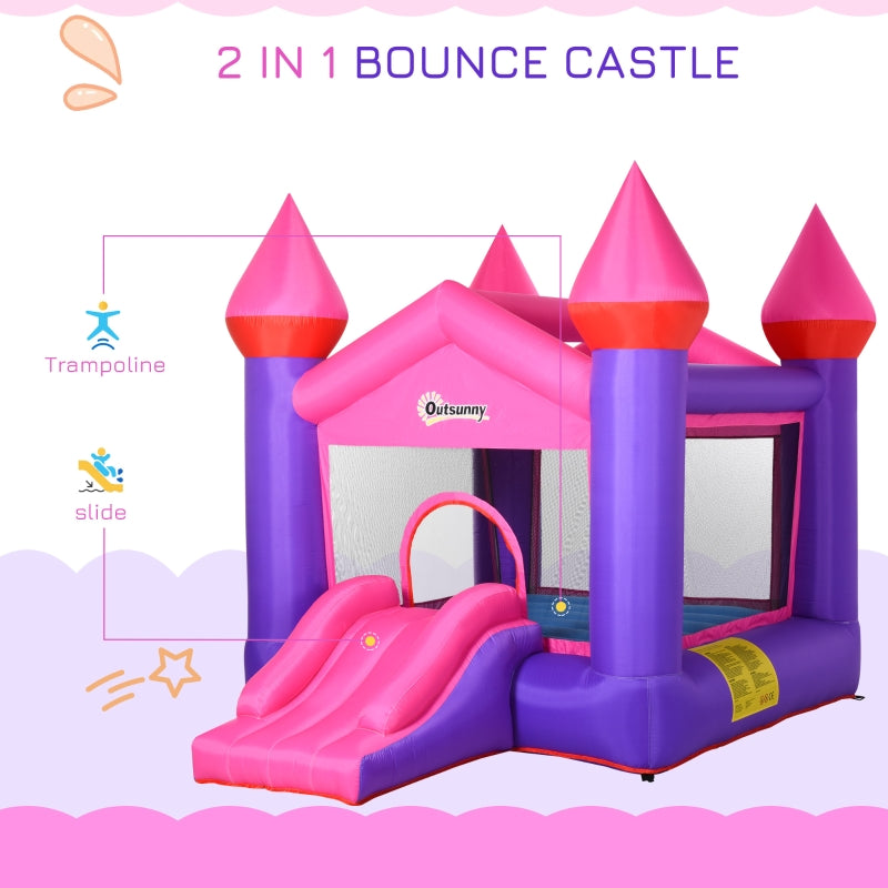 Outsunny Kids Bounce Castle House Inflatable Trampoline Slide 2 in 1 with Inflator for Kids Age 3-12 Multi-color 3.5 x 2.5 x 2.7m