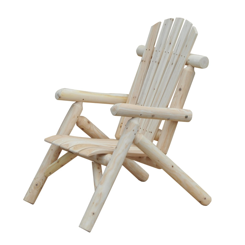 Outsunny Outdoor Lounge Chairs, Fir Wood Adirondack Outdoor Patio Lawn Deck Furniture Lounge Chair, Natural Wood