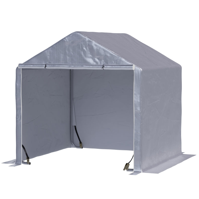 Outsunny 2 x 2m Garden Garage Storage Tent Galvanized Steel Outdoor Carport Gazebo Waterproof UV-Resistant - Grey