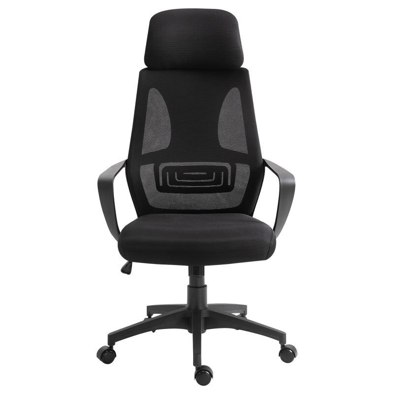 Vinsetto Ergonomic Office Chair w/ Wheel, High Mesh Back, Adjustable Height Home Office Chair - Black