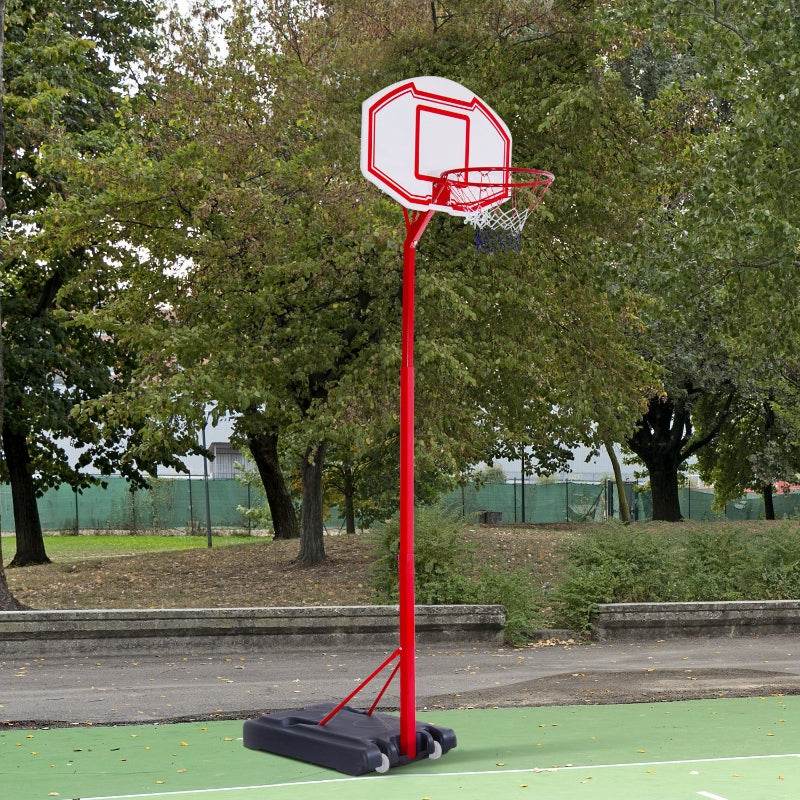 HOMCOM Steel Basketball Stand Height Adjustable Hoop Backboard Red