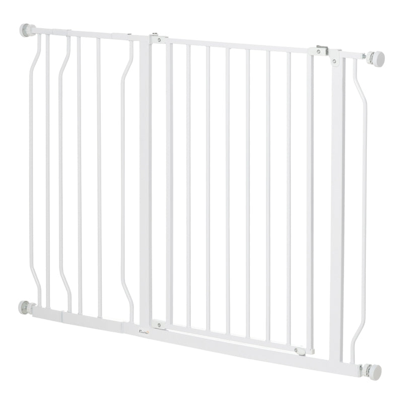 PawHut Wide Dog Safety Gate, with Door Pressure, for Doorways, Hallways, Staircases - White